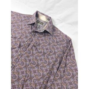 Stetson Western Pearl Snap Shirt Men's M Purple Paisley Long Sleeves Collar